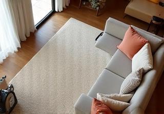 Nettoyage de tapis dans un salon contemporain par Propreté Parisienne